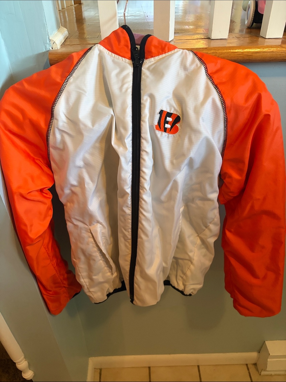 Women’s Bengals Orange and White Puffer Jacket with Team Logo